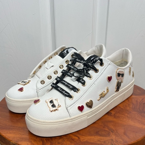 Karl Lagerfeld Women's Cate Pins White Sneakers Size 8.5 Needs Laces - Picture 9 of 11